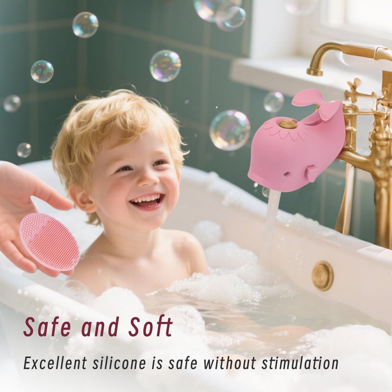 Mandoo Bath Faucet Cover for Kids，Bath Spout Cover for Baby are Suitable for Most Bathtub Faucet,spout Cover Bathroom Tub Adds Fun to Your Baby in The Shower.（Beige+Brush） - Image 5